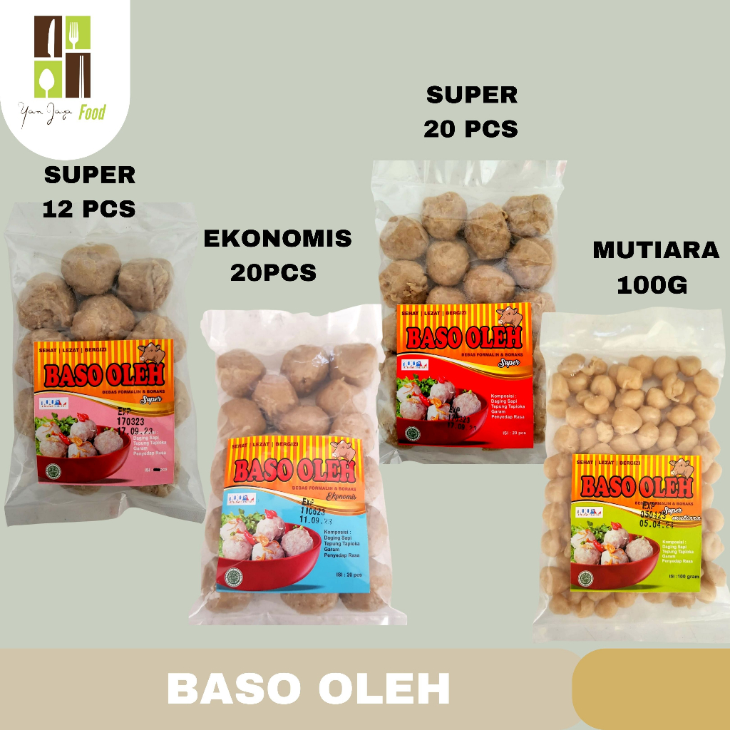 Baso Oleh Super Baso / Bakso Sapi Murah / Enak / Ekonomis /  Mutiara Sehat/ Lezat isi 12 Pcs / 20 Pcs