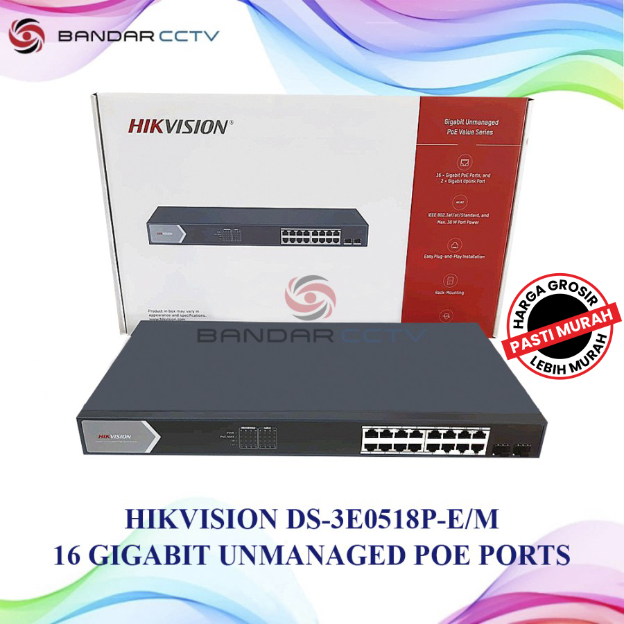 HIKVISION DS 3E0518P E/M 16 PORTS UNMANAGED POE SWITCH
