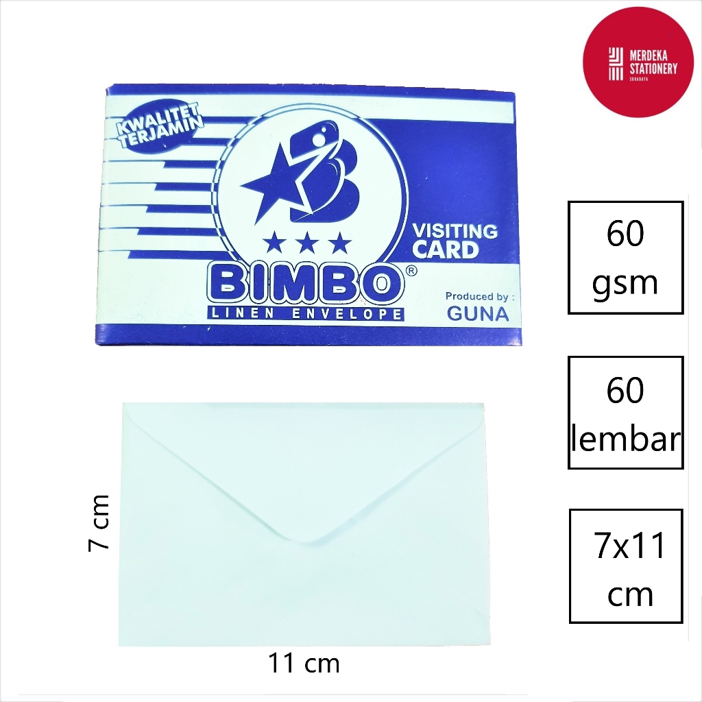 

Amplop Bimbo Kartu Nama Tanpa Lem/Perekat 7x11 cm 60 lembar 60gr/gsm