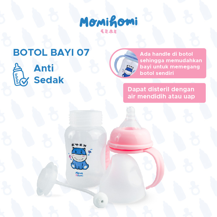 MOMI HOMI Botol Dot Susu Bayi 07 240ml Dan 320ml  Handle Cartoon series BPA-free anti colic Tahan Panas Dot Minum Bayi Anak