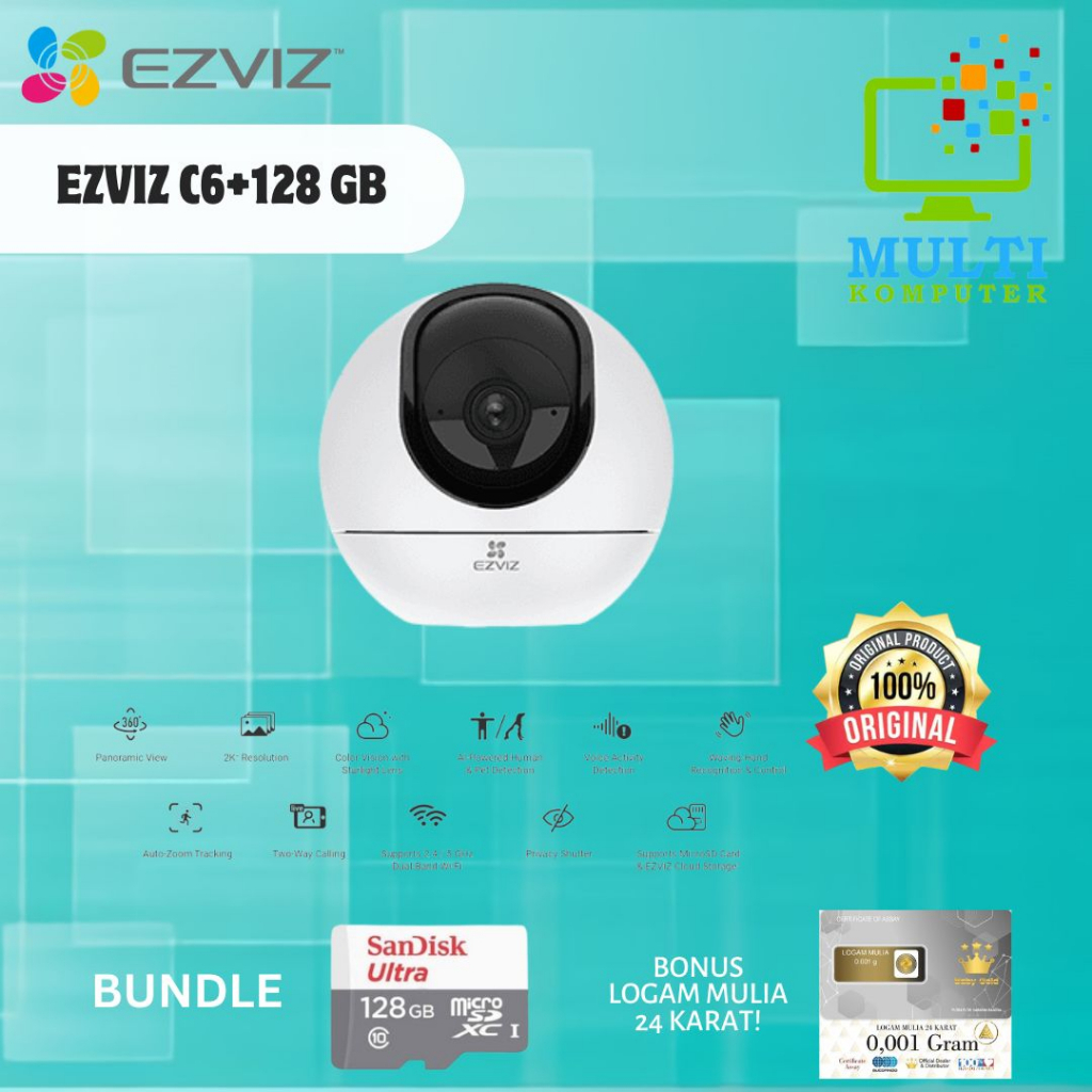 EZVIZ C6 2K 4MP Pan Tilt Wi-Fi Camera with Auto-Zoom Starlight Lens