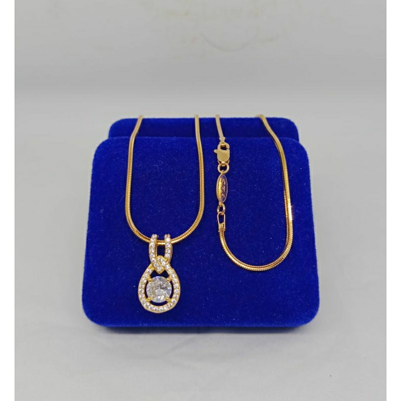 kalung rantai kasandra flexi+liontin oval tusuk mp tears/perak asli silver 925 lapis emas/perhiasan fashion wanita terbaru