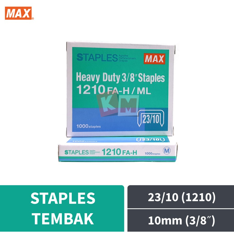 Isi Stapler Heavy Duty Staples Tembak MAX 1210 FA-H/ML 23/10 2310 3/8&quot;