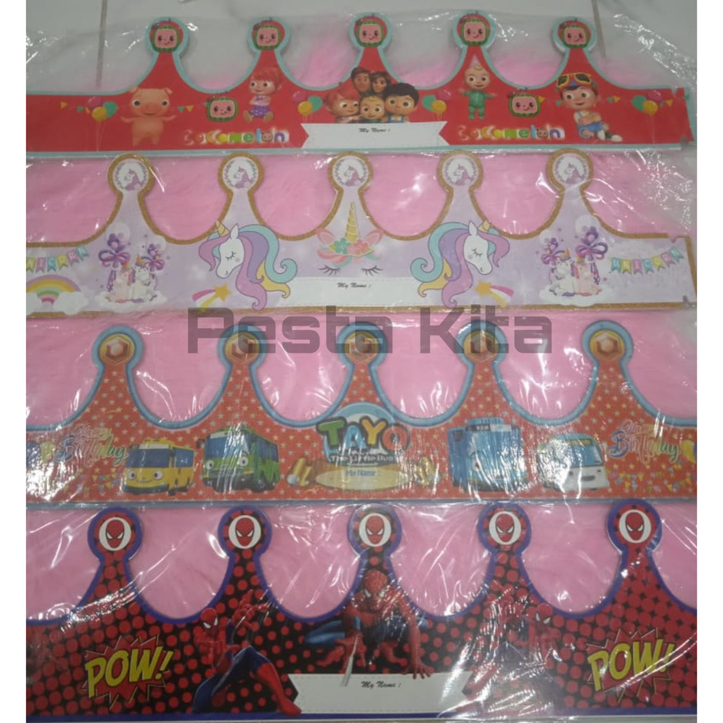 Topi Lingkar Mahkota Besar Pesta Ulang Tahun Karakter Anak {10 Pcs}