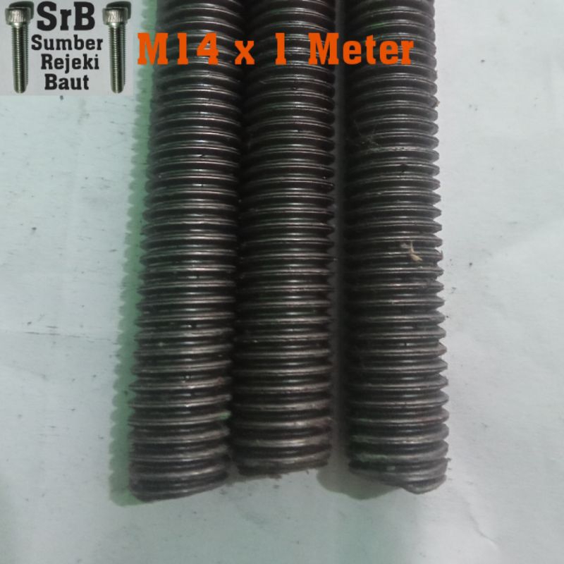 As Drat M14 Panjang 1 Meter Baut Long Full Drat M14