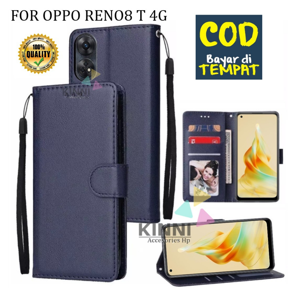 Flip Case Oppo Reno8 T 4G Wallet Case Kulit Casing Dompet Case Wallet Leather Flip Case Premium