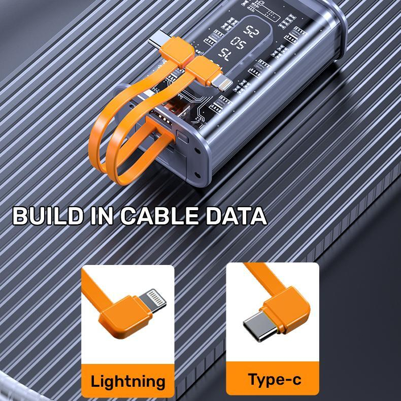 Power bank 20000mAh PowerBank Fast Charging 2IN1 Cable Full Capacity Mini Portable Powerbank Portable(COD)