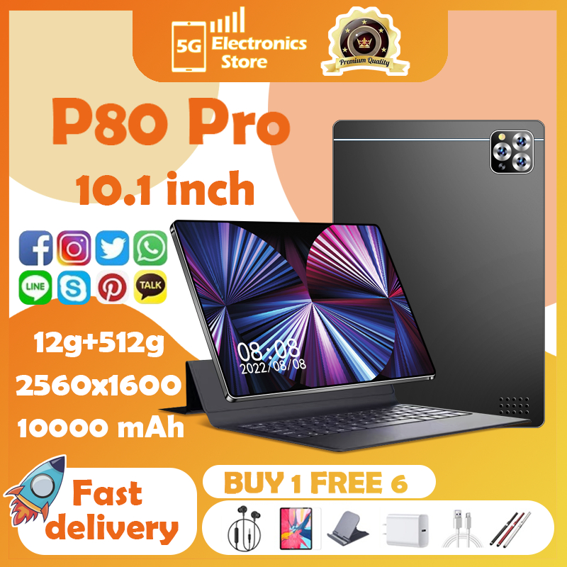 【Bisa COD】Tablet PC Asli Galaxy Tab P80 Baru 12GB + 512GB Tablet Android 10.1 Inci Layar Full Screen