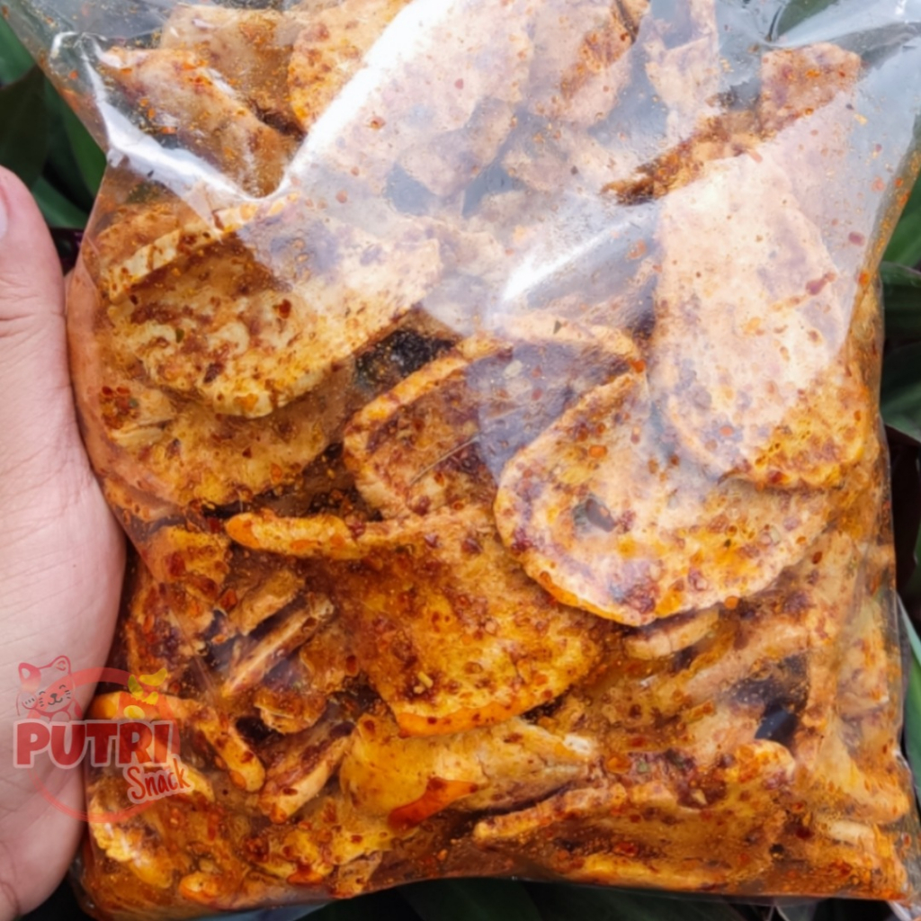 Keripik Basreng Ikan / Keripik Seblak Basreng 1/2kg Daun Jeruk