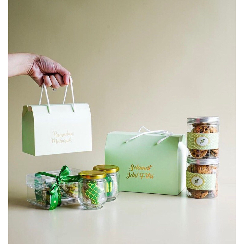 

(Min 5Pcs) Hampers Box Goodie Bag Handle Ramadhan Selamat Idul Fitri - Kotak Kue Kering Lebaran Cookies