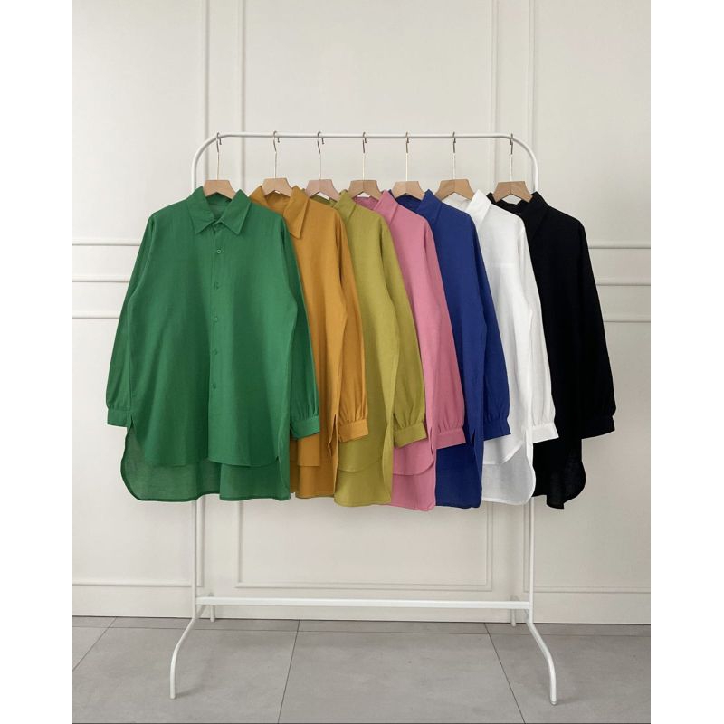 Alya Shirt / Basic Linen Shirt Busui Friendly LD 110 cm fit to XXL