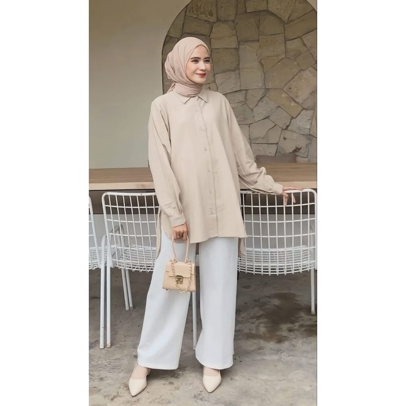 Alya Shirt / Basic Linen Shirt Busui Friendly LD 110 cm fit to XXL