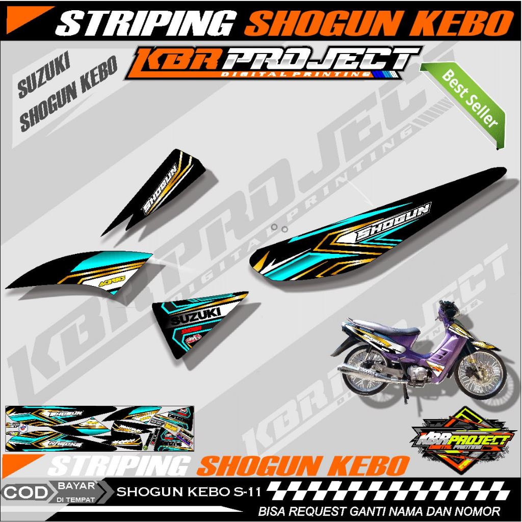 SHOGUN KEBO STIKER MOTOR KEREN Striping Lis Variasi Stiker Motor SUZUKI Racing S.11 TRANSPARAN Cod