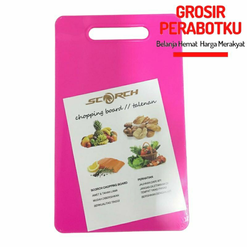 SCORCH Talenan Plastik Warna Serbaguna Tebal Cutting Chopping Board 29x20cm