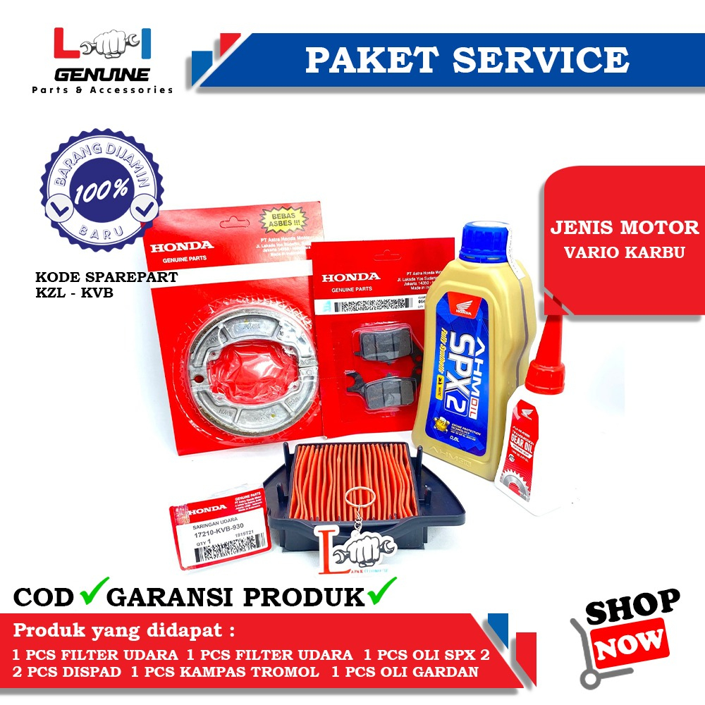 -LOI- PAKET SERVICE LENGKAP MPX 2 &amp; SPX 2 SET OLI GEAR AHM, KAMPAS REM VARIO KARBU CBS &amp; FILTER UDARA VARIO KARBU CBS