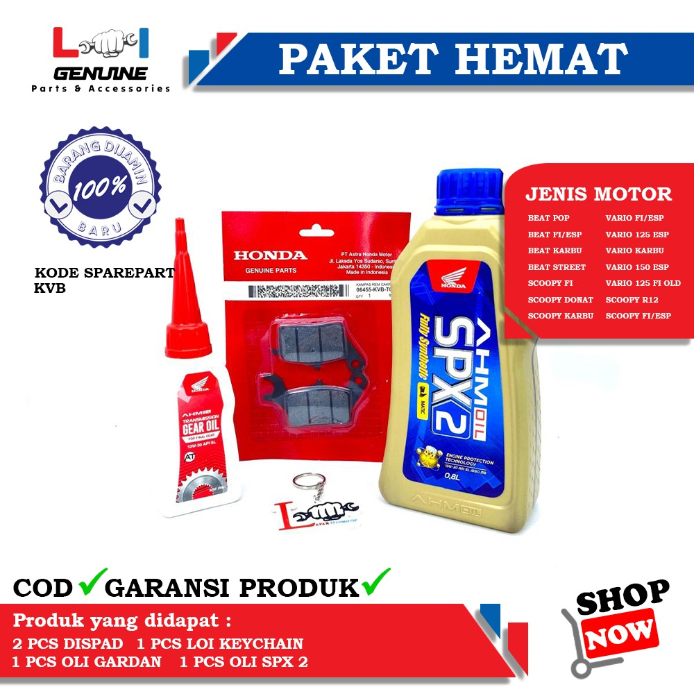 -LOI- PAKET SERVICE HEMAT OLI MPX 2/SPX 2 SET AHM GEAR 120ML DISPAD BEAT KARBU, BEAT FI, BEAT STREET, VARIO 125 FI, VARIO 110 FI &amp; SCOOPY FI/ESP