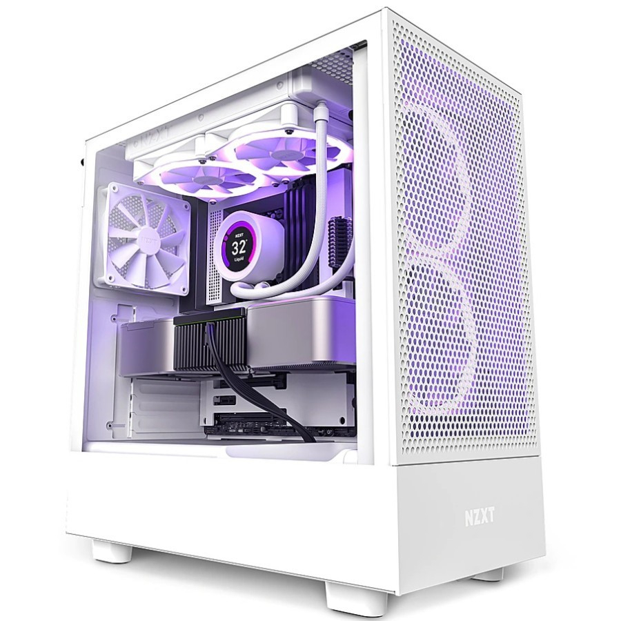 NZXT H5 Flow Matte White Mid Tower ATX Case Casing PC Free Fan