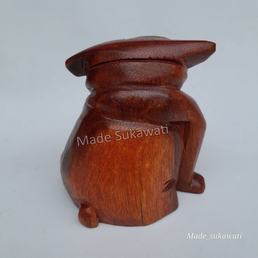 Patung kayu Anjing Bulldog Duduk 10cm Kerajinan handmade Bali