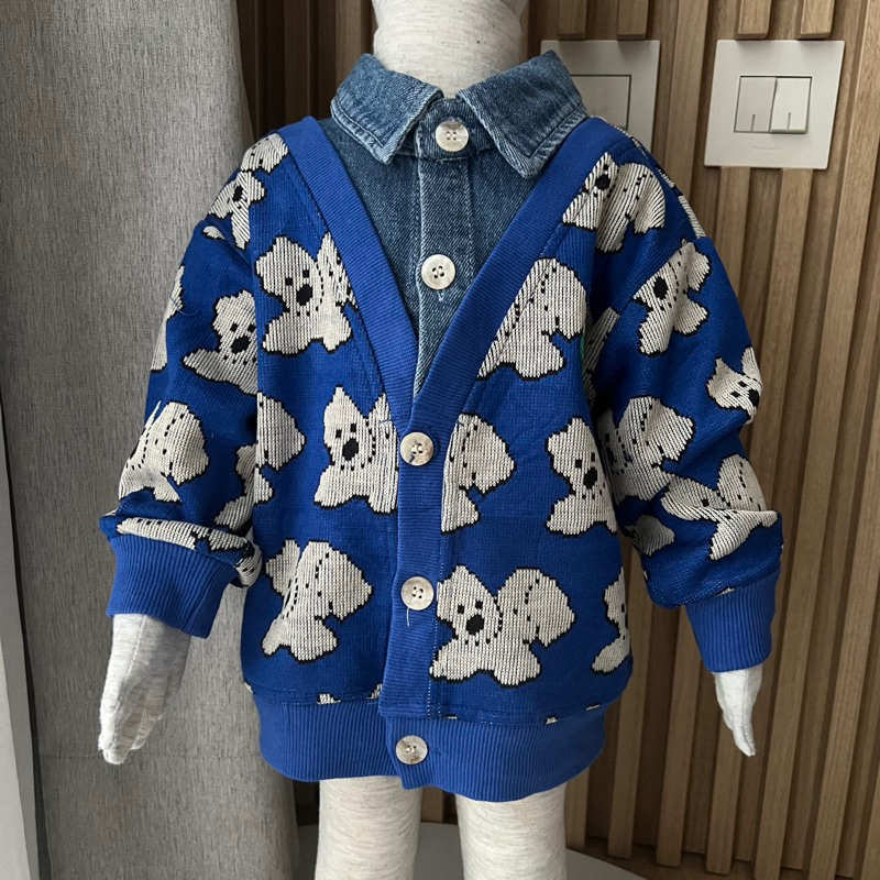 Jacket Cardi Bear Combi | Jacket knit anak