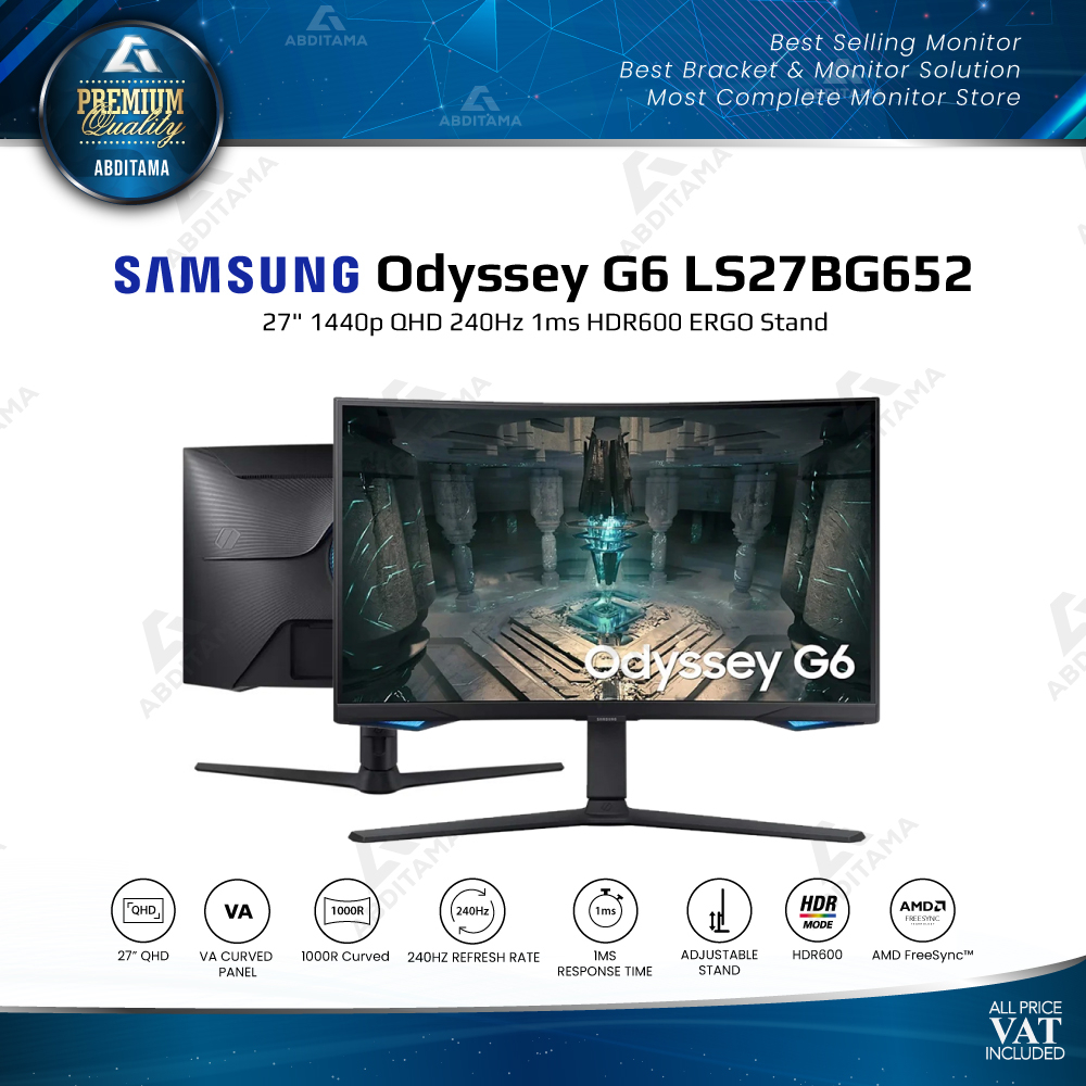 Monitor LED Samsung ODYSSEY G65B LS27BG652 27&quot; 1440p QHD 240Hz HDR600