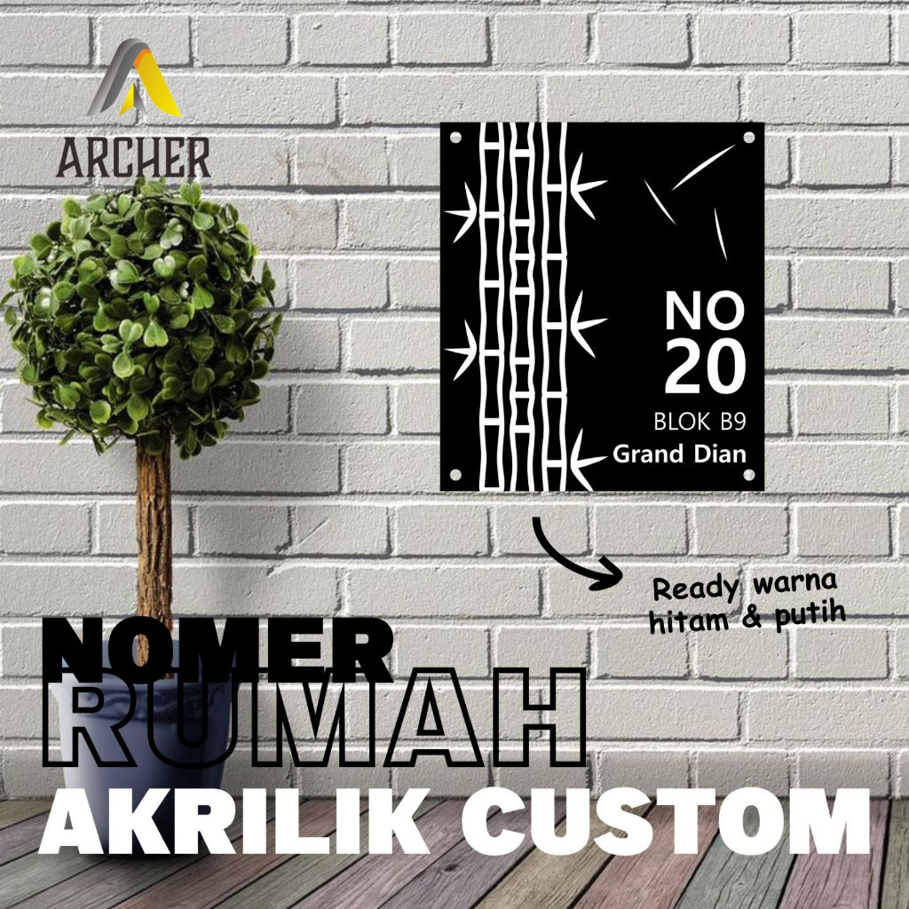 PAPAN NOMOR RUMAH AKRILIK 18 X 18 CM