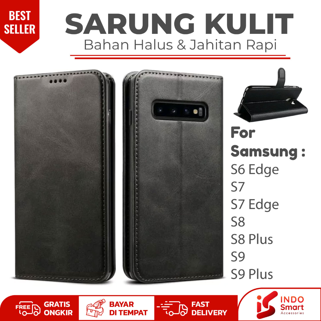 Case Samsung S6 Edge S7 S8 S9 / Samsung S7 Edge S8+ S8 Plus S9+ S9 Plus / Leather Wallet Case Dompet
