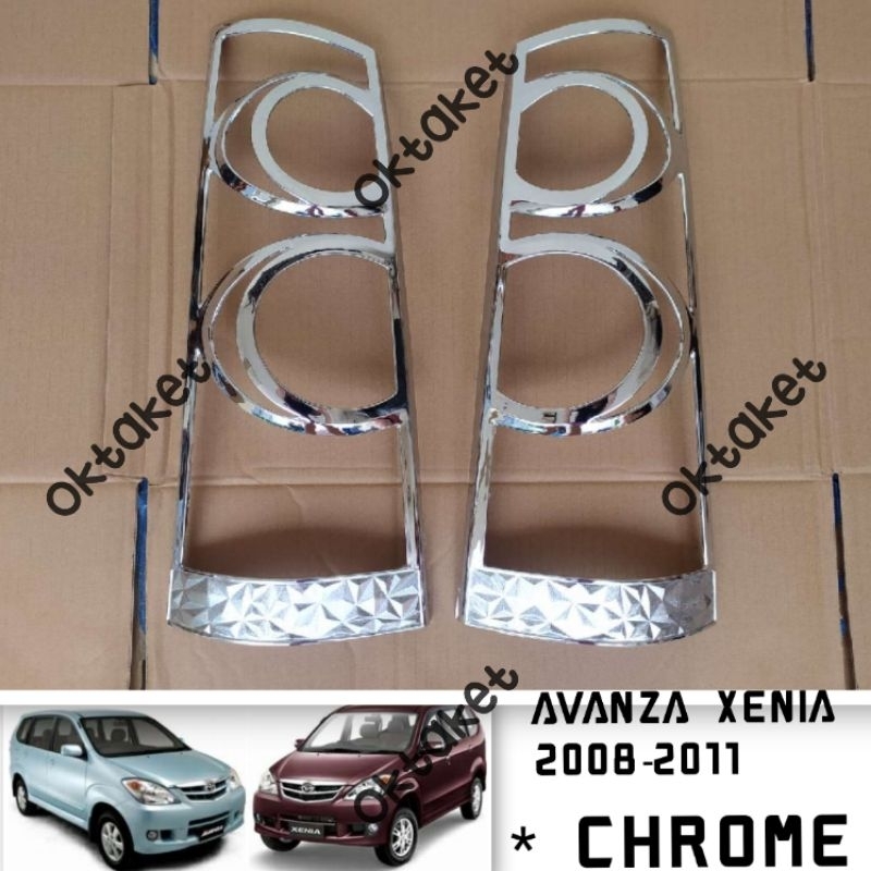 Garnish lampu belakang  Avanza xenia vvti  2008 2009 2010 2011 chrome hitam Carbon