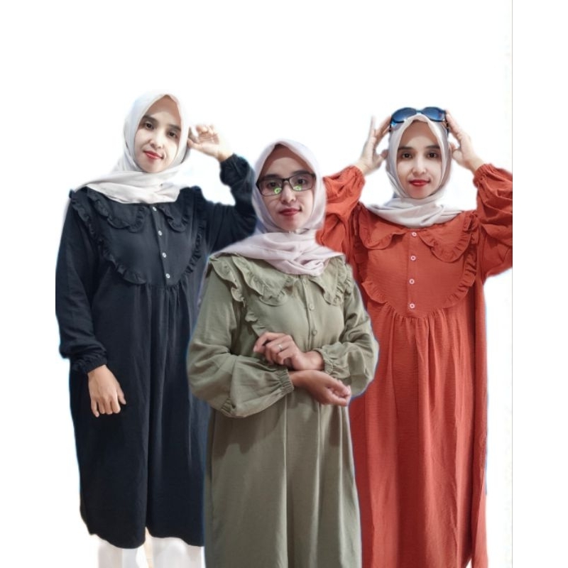 Tunik Crinkle Lengan Balon