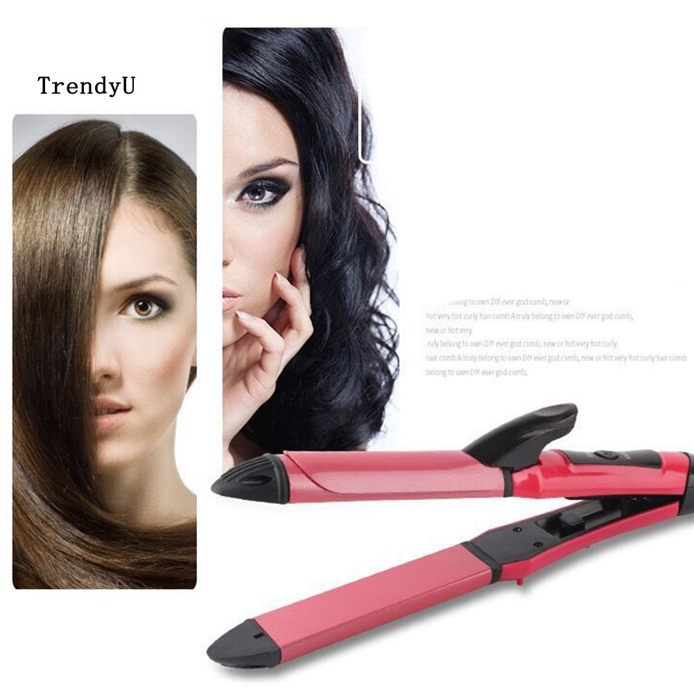 TDU 2 in 1 Ceramic Multifunction Adjustable Hair Straightener Curler Hairstyling Iron NOVA Catok Rambut Pelurus Rambut Kriting Catokan Sisir Serit Bahan Stainless Steel untuk Kutu Kucing Anjing