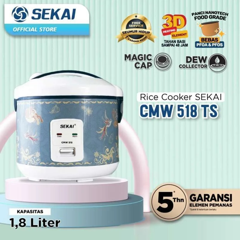 SEKAI Rice Cooker CMW 518 TS Magic Com Penanak Nasi 1,8 Liter Motif Lucu Anti Basi 48 Jam
