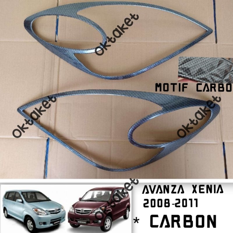 garnish lampu depan Avanza Xenia Vvti 2008 2009 2010 2011 hitam Chrome Carbon