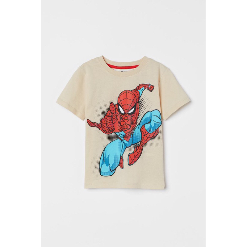 Printed Tshirt ‘LightBeige/Spiderman’ - H&M KIDS SALE