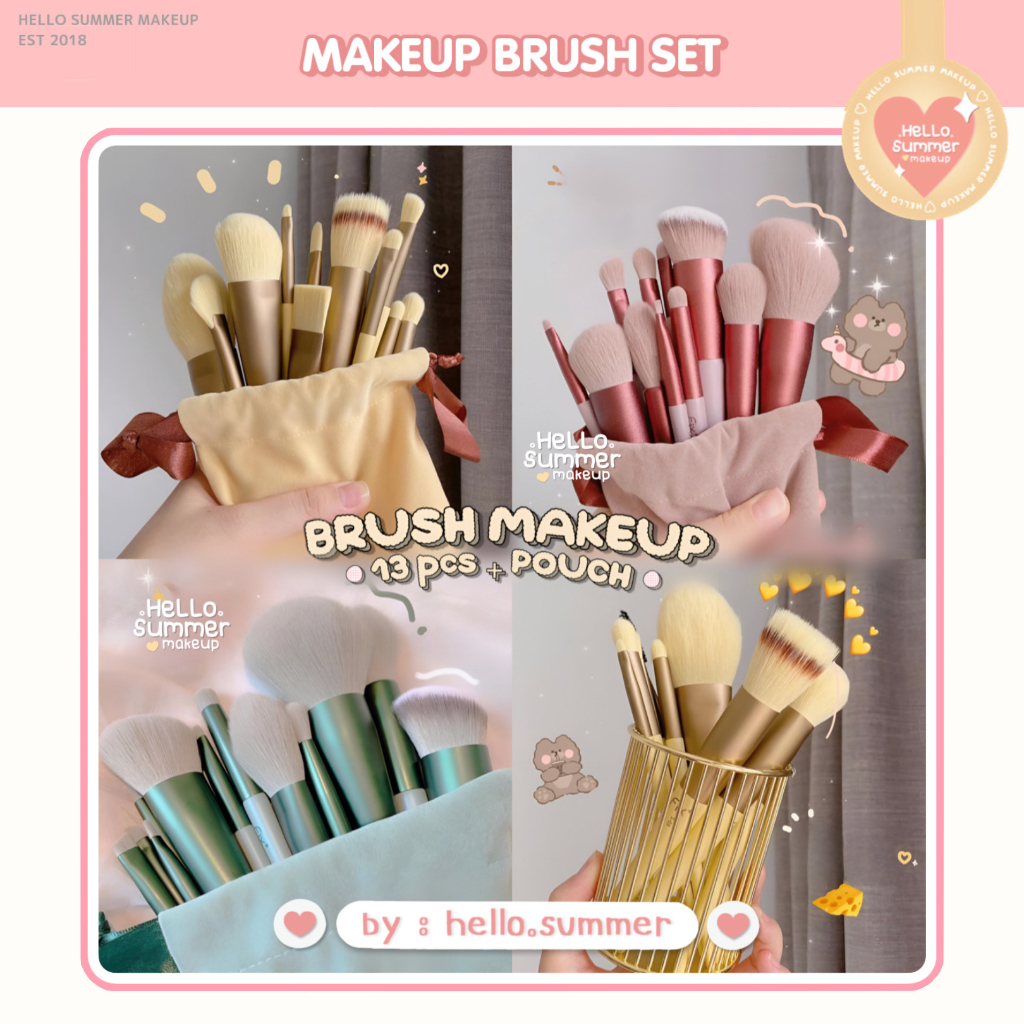 Fix Professional Kuas Makeup Brush Set 13pcs + Pouch Lengkap High Quality