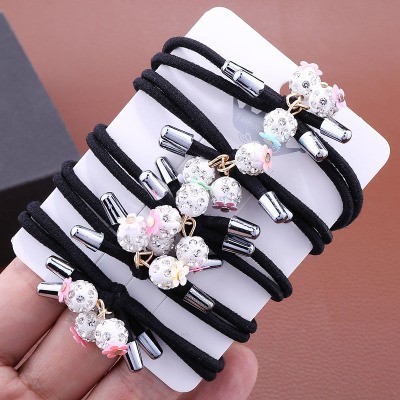 Ikat Rambut Berlian Buatan Korean Style Rhinestone Ball Rubber Ikat Rambut Karet hitam Wanita Korea Karet Simple Elegan Karet Ikat motif ikatan rambut souvenir