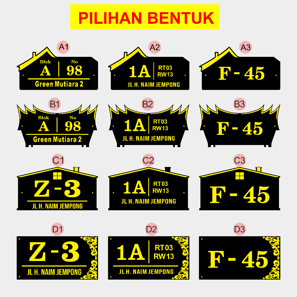 Nomor Rumah Minimalis Nomor Rumah Vintage Nomor rumah premium Akrilik