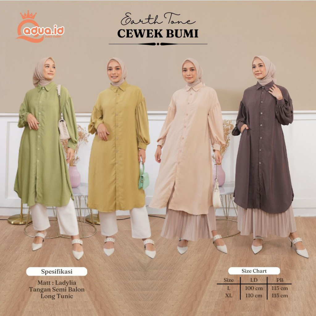 tunik cewek bumi earth tone qadua