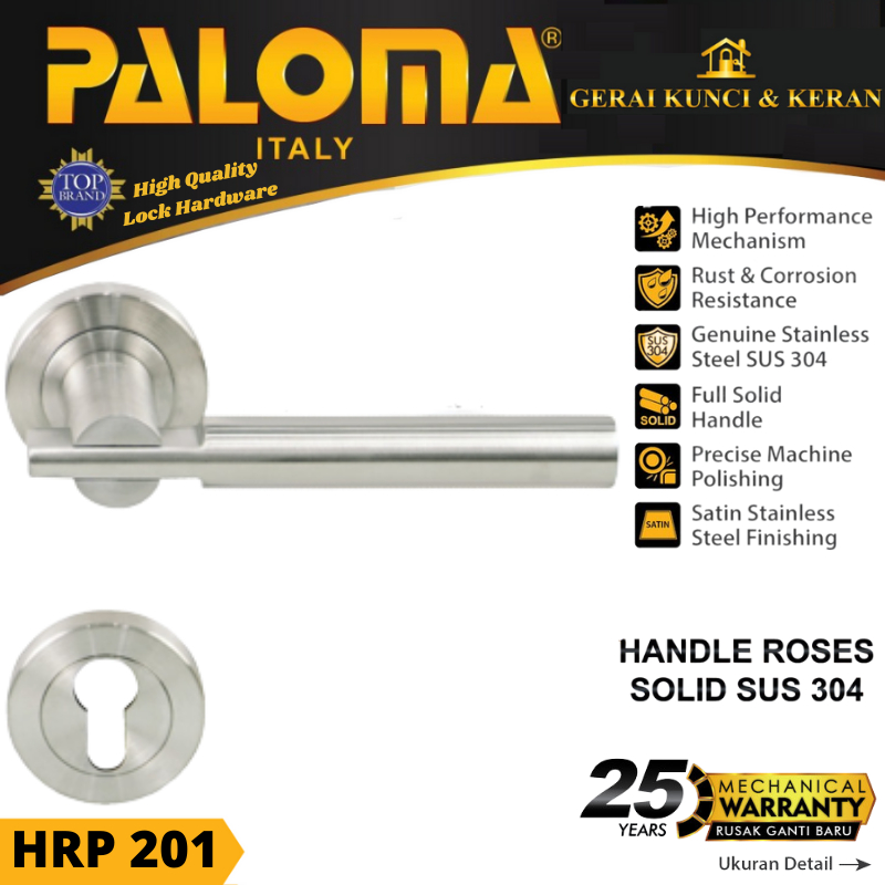 Handle Pintu Roses PALOMA HRP 201 LHS KLOSE STAINLESS STEEL