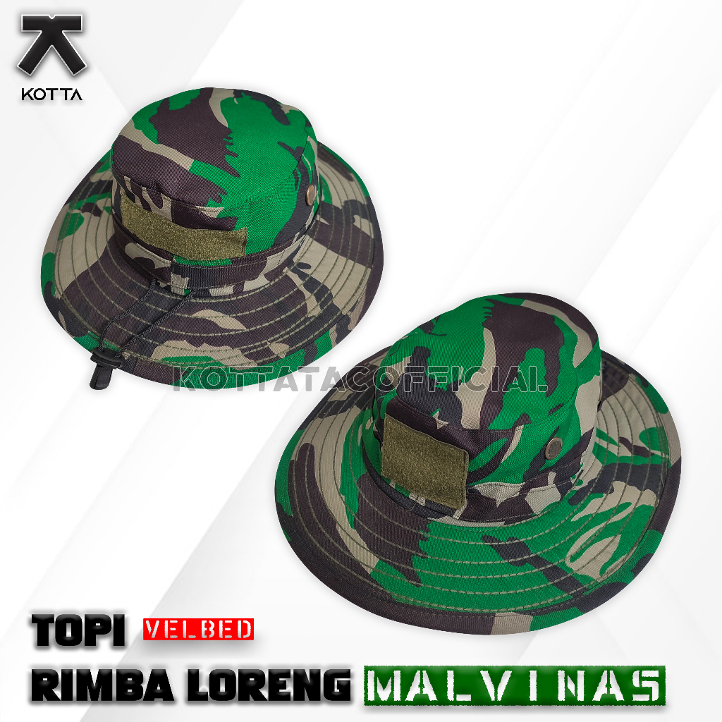 TOPI RIMBA VELBED LORENG MALVINAS - TOPI RIMBA LORENG TNI - TOPI RIMBA VELBED LORENG TNI