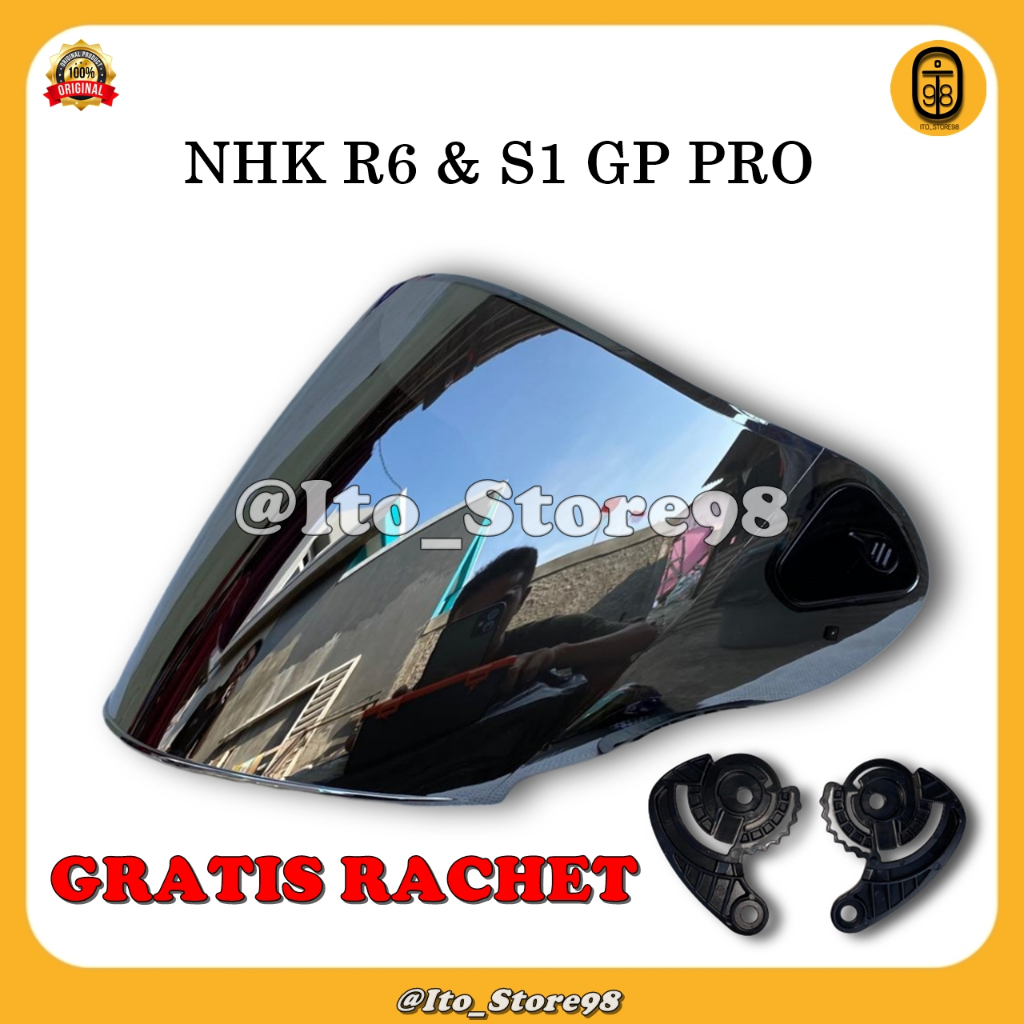 Kaca Helm NHK R6 & S1 GP PRO Original Norisk Tipe Visor Iridium Pnp (Pas Langsung Pasang) Di Helem