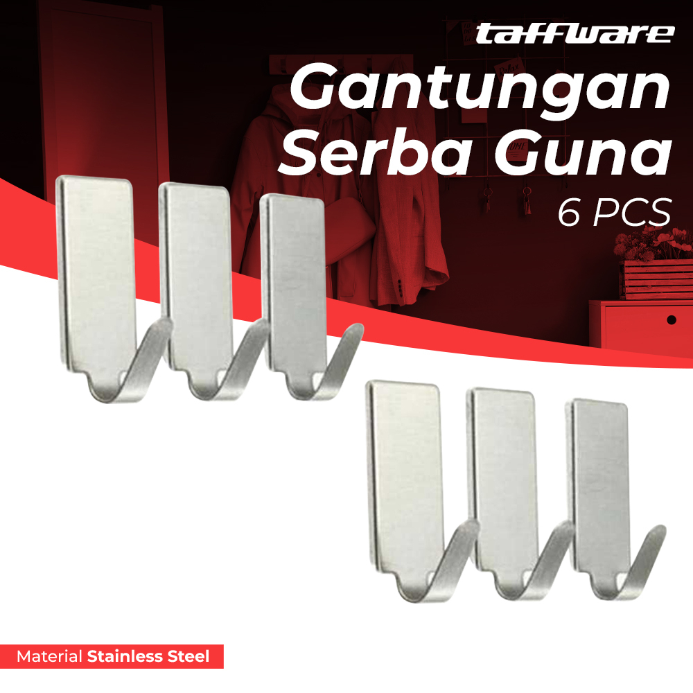 Taffware Gantungan Serba Guna Adhesive 6 PCS - DWC13F - Silver