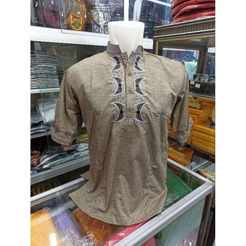 Baju koko muslim motif pintu Aceh / Baju koko bordiran khas Aceh