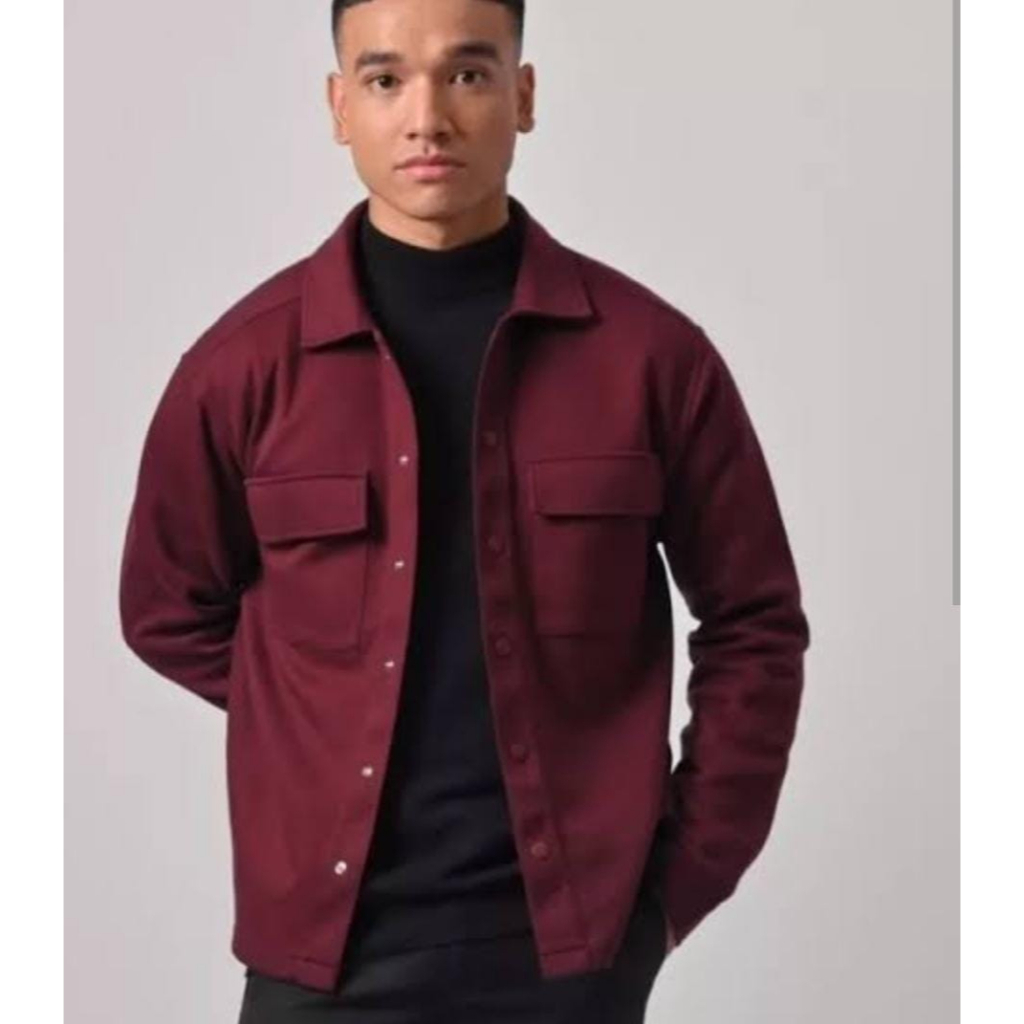 Shacket Jacket Katun Fleece Tebal