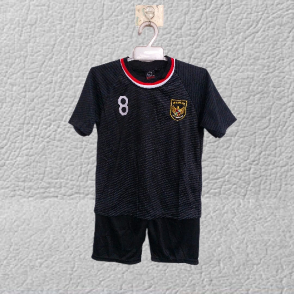 stelan jersey baju bola timnas indonesia hitam usia 0-12thn