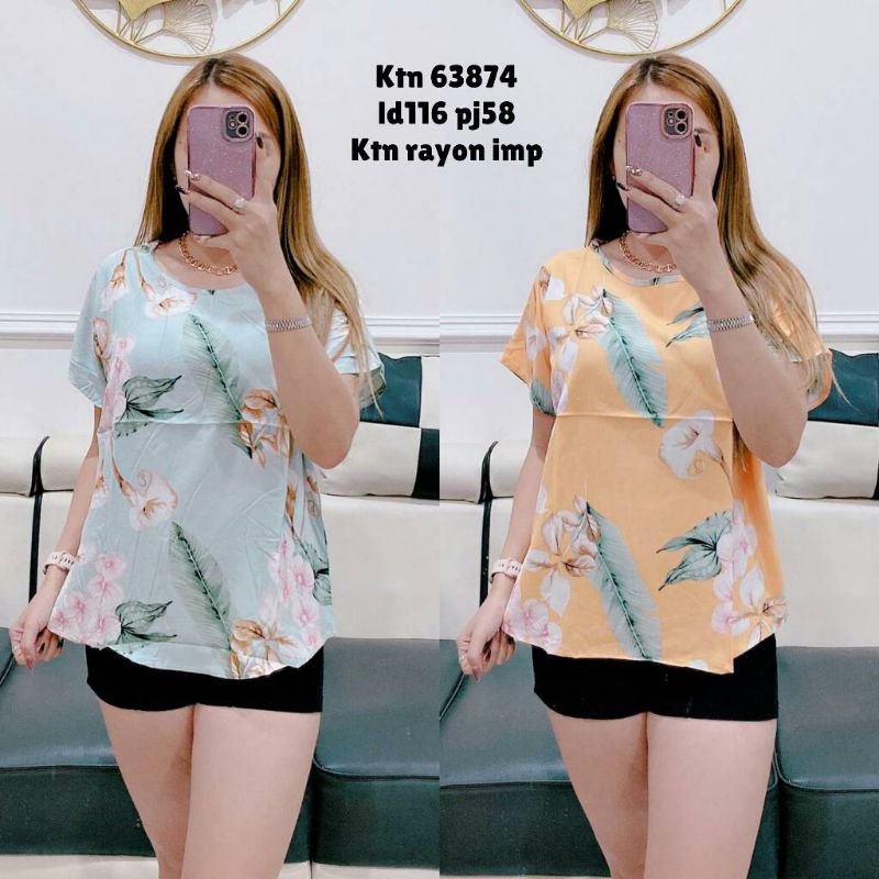 1092# BLOUSE KATUN RAYON MOTIF DAUN