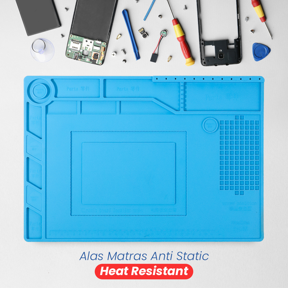 Alas Matras Anti Static Soldering Mat Heat Resistant Magnetic - S-150 - Light Blue