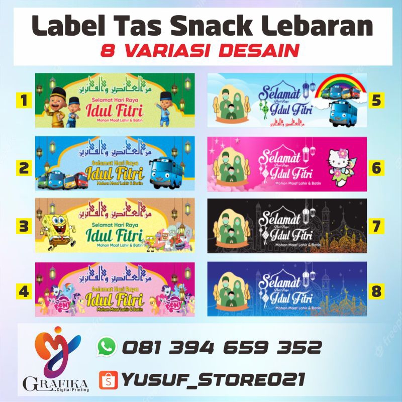 plastik label snack lebaran isi 8 pcs uk 12x22cm