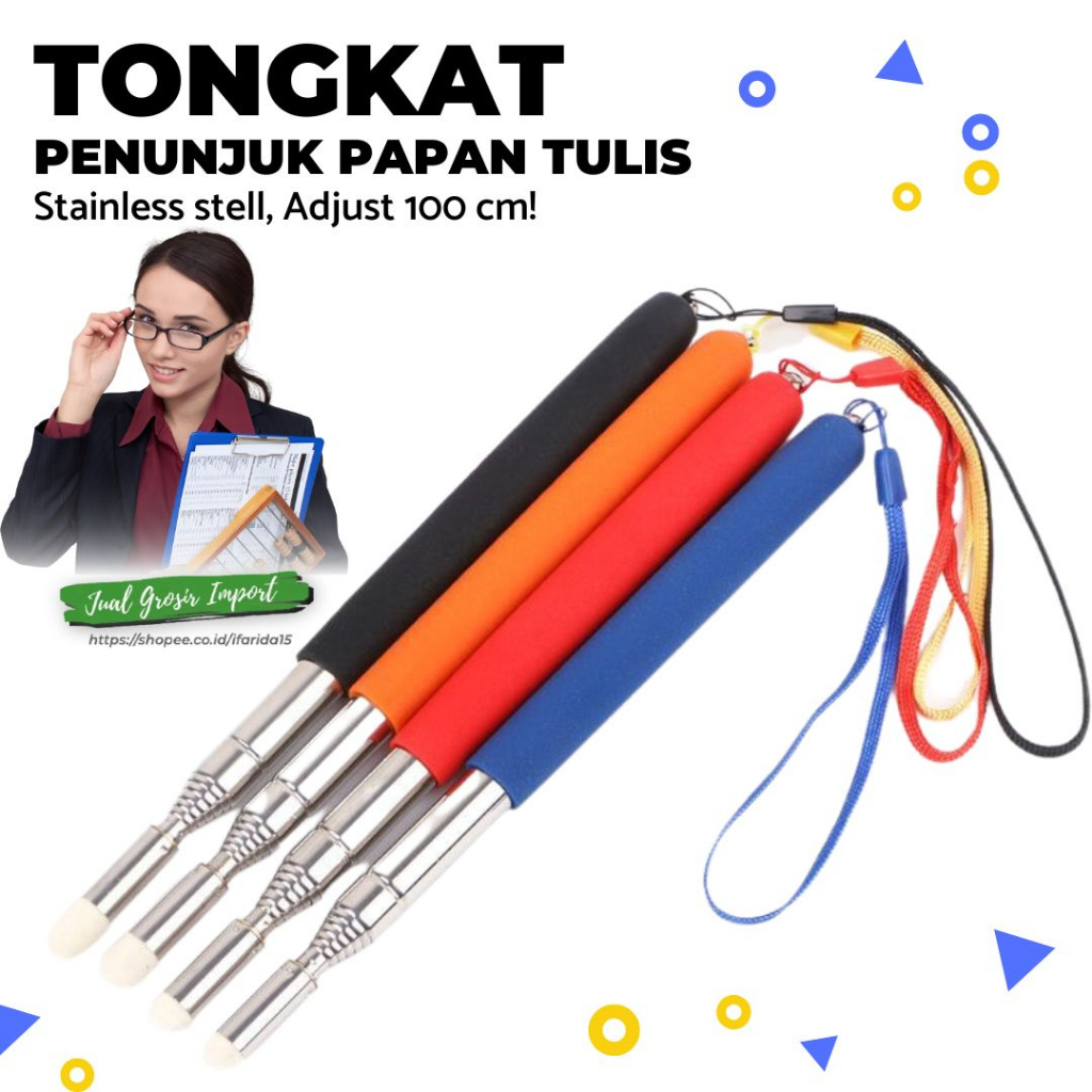 1 Meter Penunjuk Pointer Papan Tulis Guru Dosen Teleskopik ORIGINAL