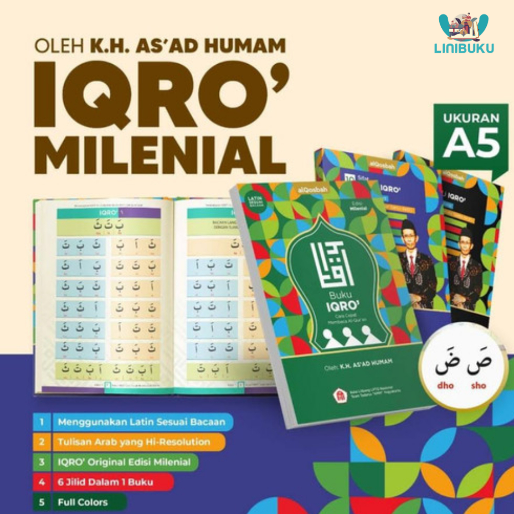 Buku IQRO/IQRA'' al qosbah Anak Cara Cepat Membaca Alquran, IQRO Alqosbah Transliterasi