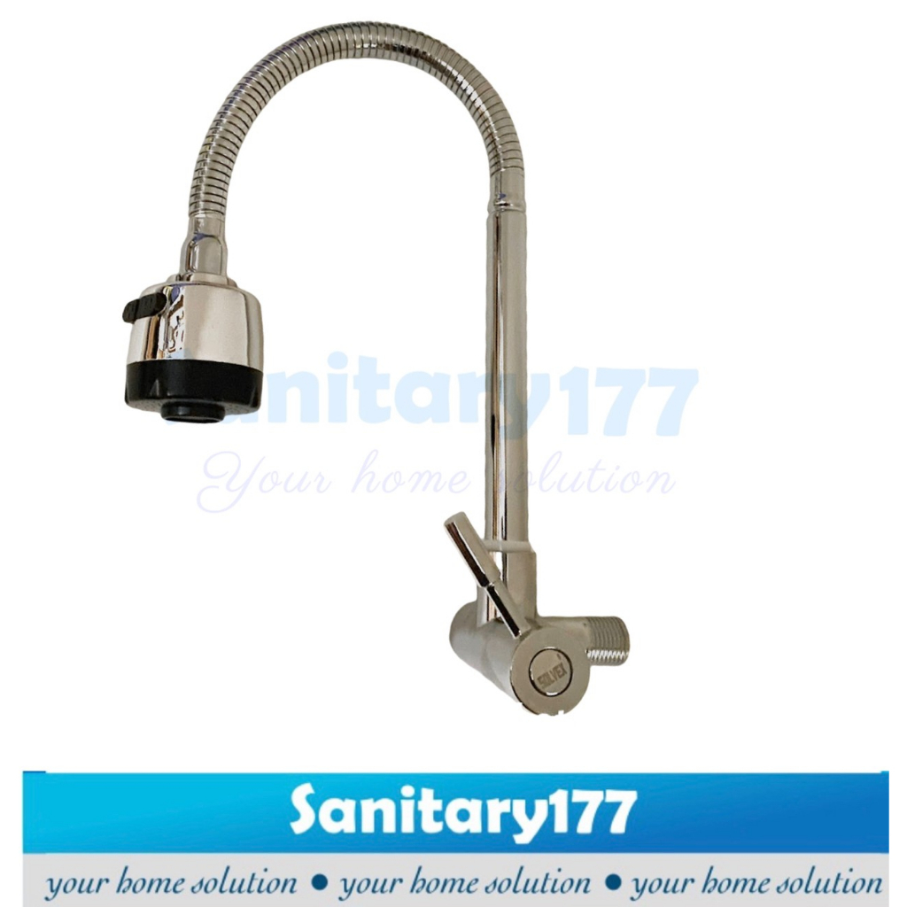 Kran air sink stainless 304 fleksibel TEMBOK angsa stik S3002-Kran air dapur cuci piring flexible fio murah /G23