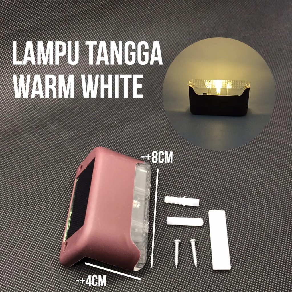 [BISA COD] Lampu LED Tenaga Surya Solar Cell Tangga Taman Pagar Tembok Outdoor Sensor Cahaya Otomatis Nyala Warm White Waterproof